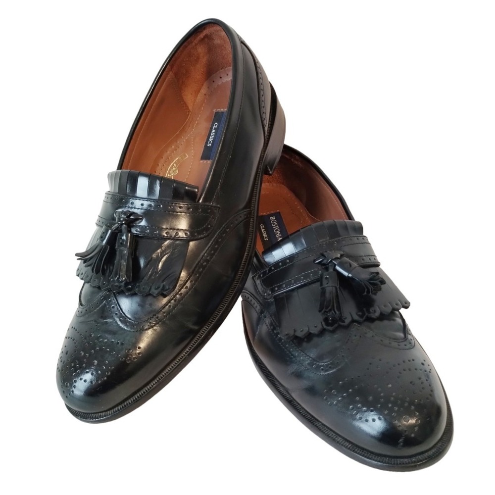 Bostonian Men's slip‎ on Black Leather Tassel Loafers Wingtips  Size 10M
#20370